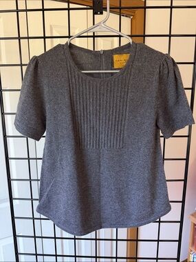 Hanley Mellon Women's Gray Cashmere Short Sleeve Knit Top
